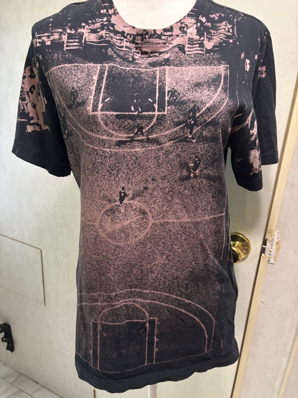 Nike Black T‑Shirt with Pink Basketball Court Print